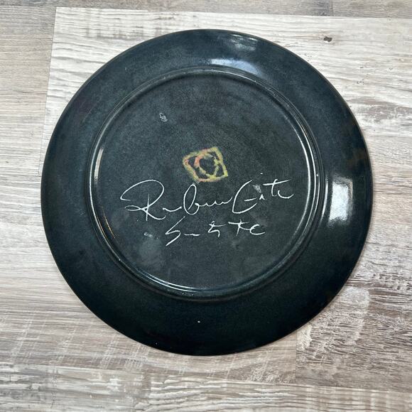 Rainbow Gate Signed Apricot Fruit Plate Hand Painted Ceramic 10.5” Vintage - Picture 5 of 8